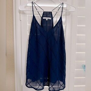 Naked Zebra Light and Flowy Navy Blue Racer Back Blouse in Small